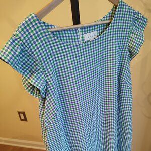 Elle Blue & Green Gingham Dress - Size XXL